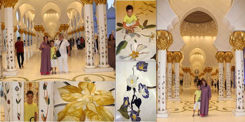 Džamija Šeika Zaeda u Abu Dabiju stubovi sa mermernim listovima i zlatnim lišćem